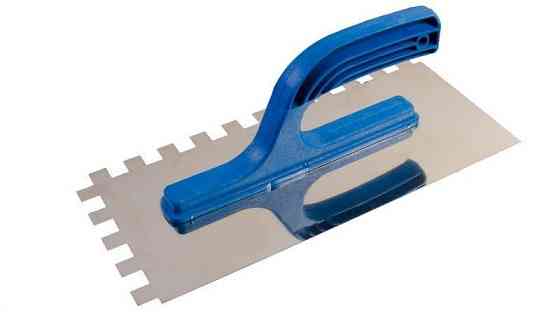 Терка нержавейка зубчатая с пластиковой ручкой 125х270 мм, зуб 12х12 мм. Харьков