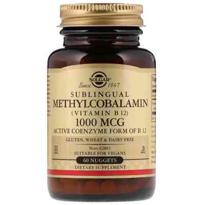 Вітамін Solgar Вітамін В12 (Метілкобаламін), Sublingual Vitamin B12 1000 мк (SOL-01951) Вінниця