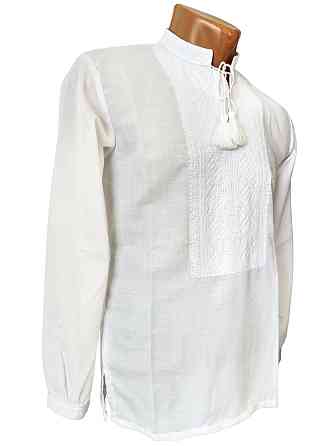 Чоловіча сорочка-вишиванка білосніжний  орнамент Скрипка Київ