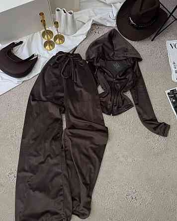 Женский прогулочный костюм двойка: кофта и штаны велюр Одесса