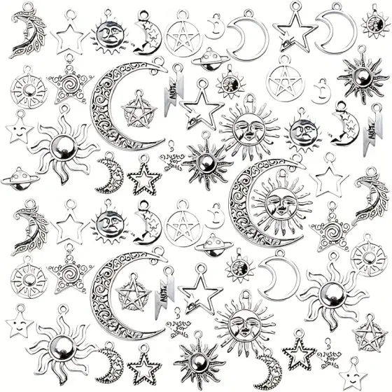 Набор металлических подвесок «Солнце, Луна и Звезды» – 30 шт. для украшений и бижутерии DIY Киев