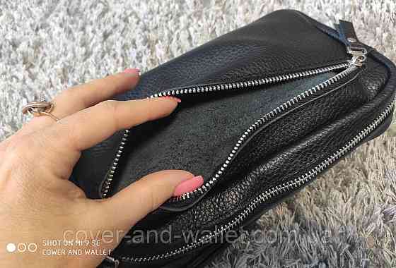 Чоловіча шкіряна барсетка клатч на блискавці PS Leather Київ