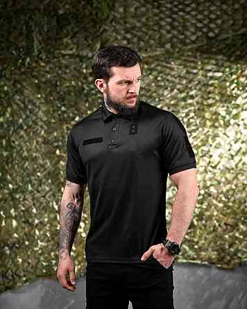 Тактична футболка PATRIOT поло поліція чорна ВТ7422 Одеса