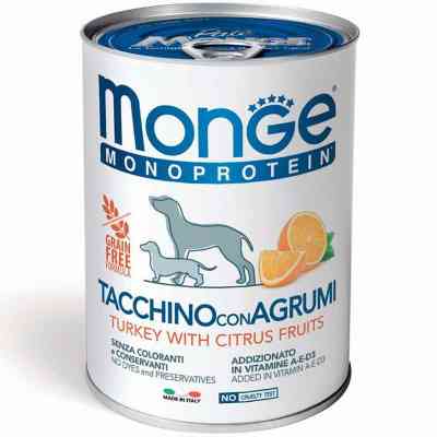 Консерви для собак Monge Dog Fruit Monoprotein індичка з цитрусами 400 г (8009470014335) Вінниця