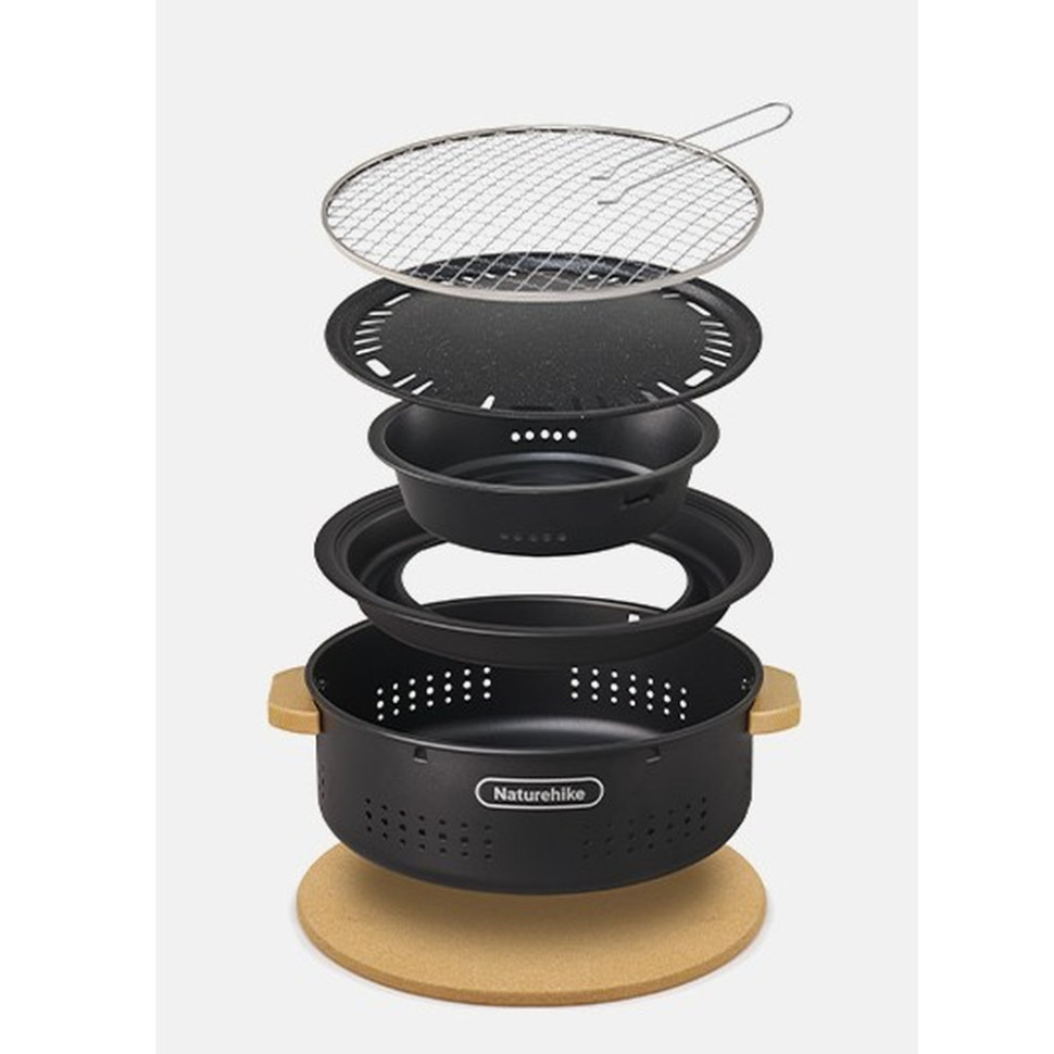 Піч настільна кругла з решіткою гриль і сковорідкою Naturehike CNK2550CF010 36х32.6х12 см хромоване залізо Вінниця - фото 3