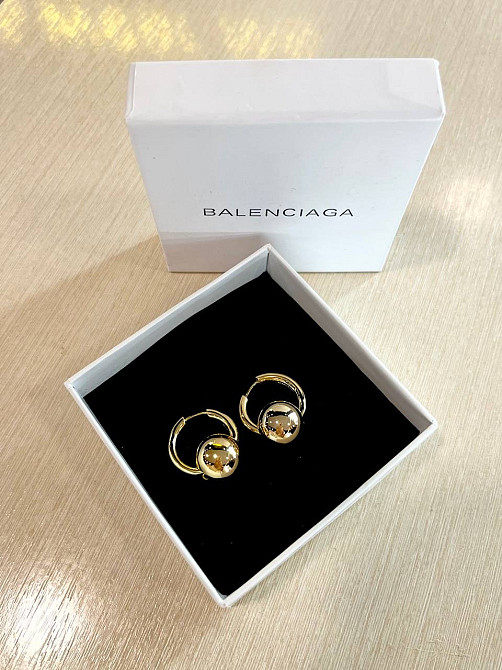 Balenciaga стильні сережки кульки позолота 18 К Одеса - фото 1