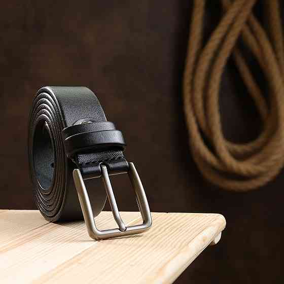 Кожаный батальный ремень для мужчин Vintage 20700 Черный Киев