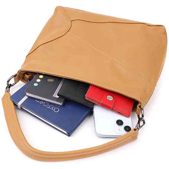 Жіноча сумка на два відділення з натуральної шкіри Світло-коричневий (Vintage) Київ