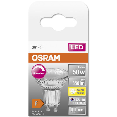Лампочка Osram LED PAR16 DIM 50 36 4,5W/927 230V GU10 (4058075797888) Вінниця - фото 4