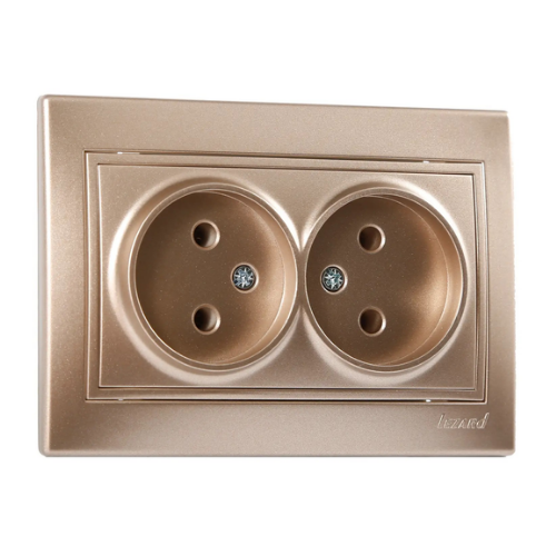 MIRA світло-коричневий перламутр Розетка внутрішня 2-а без заземлення зі вставкою Лезард Житомир