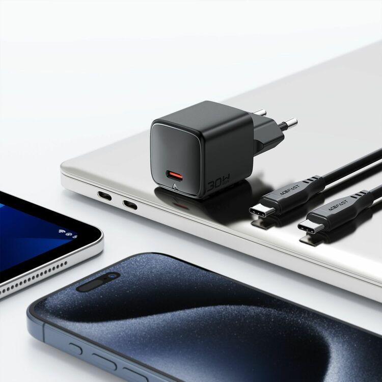 Мережевий зарядний пристрій з кабелем ACEFAST A117 PD20W mini GaN fast charger set(P16),black Black Одеса - фото 7