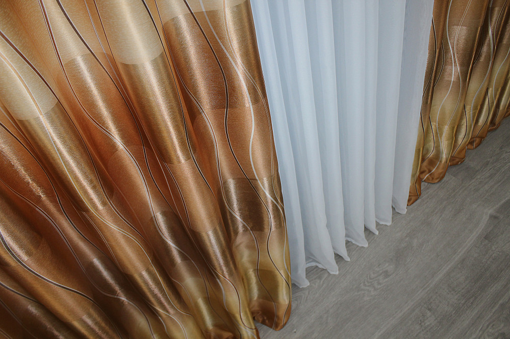 Комплект готовых штор VR-Textil Фотошторы двусторонние № 1387ш Коричневый 150х270 см 2 шт (33-0258) Киев - изображение 7