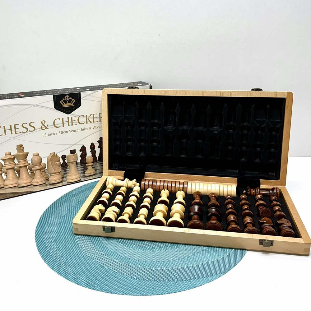 Шахи дерев'яний набір 2 в 1 шашки та шахи 37см (FG240502021L) Чернігів - фото 1