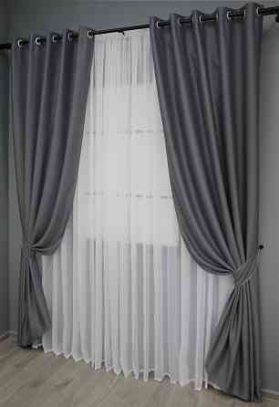 Комплект штор на люверсах VR-Textil Bagema Rvs № 1241ш Темно-серый 150х250 см 2 шт (37-0013) Киев