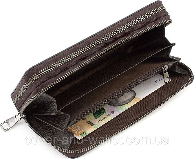Чоловічий шкіряний клатч на дві блискавки Marco Coverna 5902C Brown Київ - фото 9