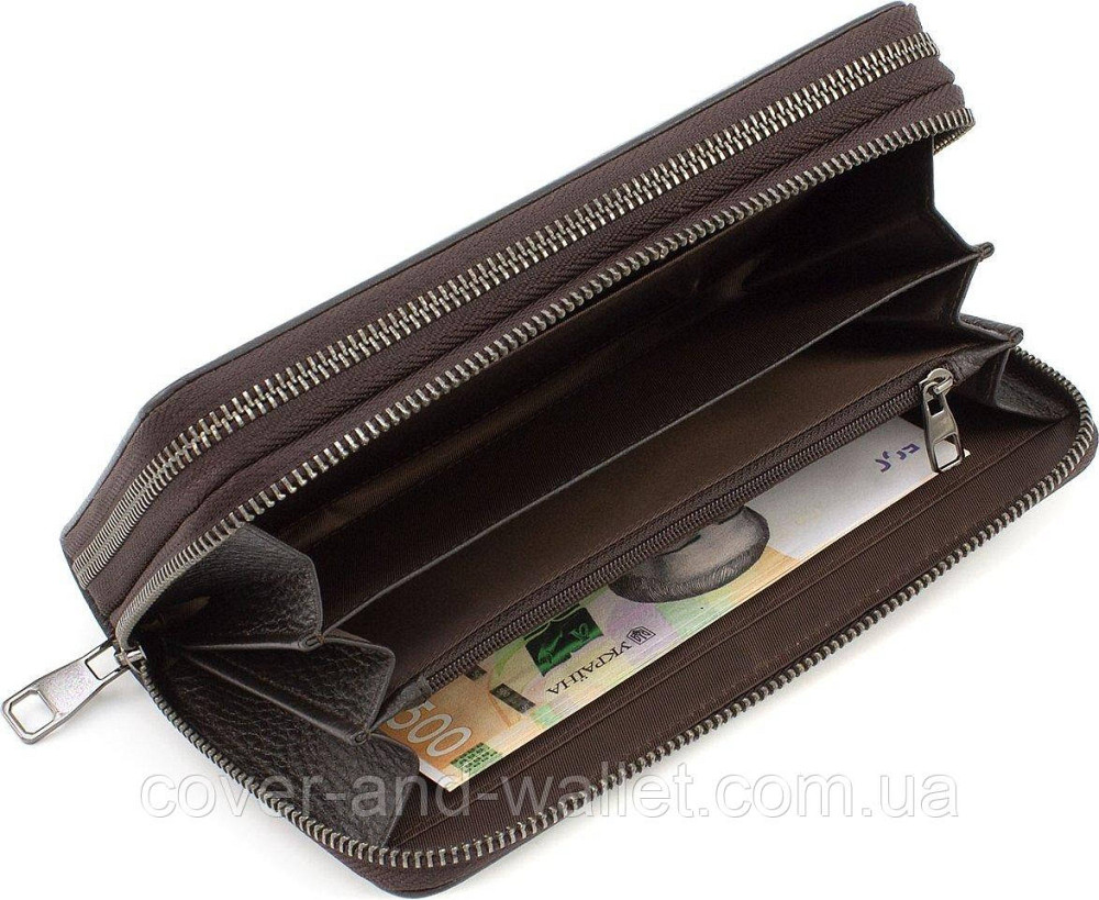 Мужская кожаная барсетка клатч на две молнии Marco Coverna 5902C Brown Киев - изображение 9