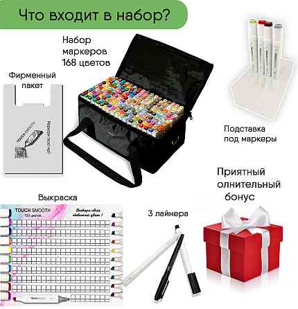 Професійні маркери Touch Multicolor 168 квітів для художників, Фломастери для малювання та скетчинга Кам'янець-Подільський