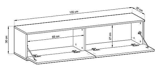 Тумба під телевізор навісна Perfect Home Оро / Oro 2-дверна RTV135 MDF Чорний (PFH-091355) Дніпро