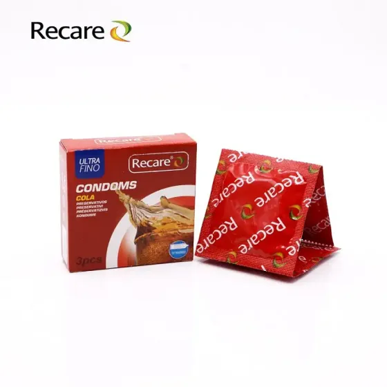 Презервативи Recare Cola Dotted&Ribbed Condoms 3 шт, з пухирцями та ребрами, аромат: Кола Львів