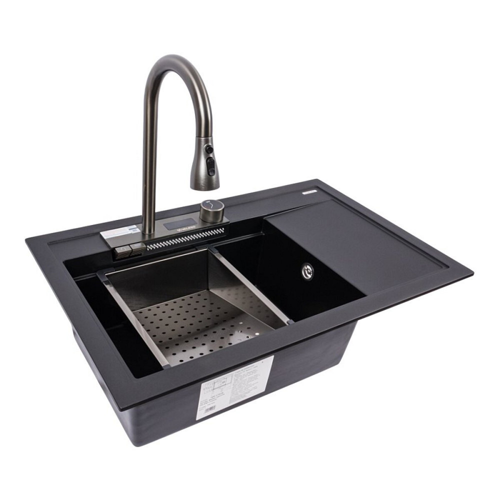 Гранітна мийка VALESO ATRUM 7950 матова Чорна Коломыя - изображение 2