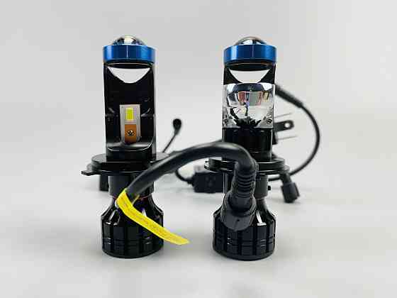 Світлодіодна лампа. (цоколь H4) (к-кт 2 шт) 12V-36V 80W set LED + лінза + чітка світлотінева межа, Мукачево