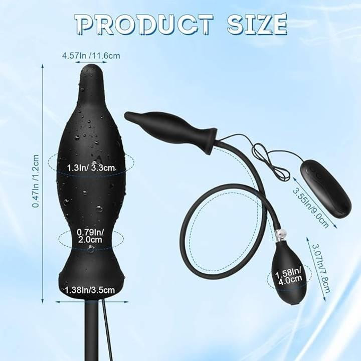 Надувний анальний розширювач із вібрацією 3,8 см х 7 см, 10 режимів Вінниця - фото 4