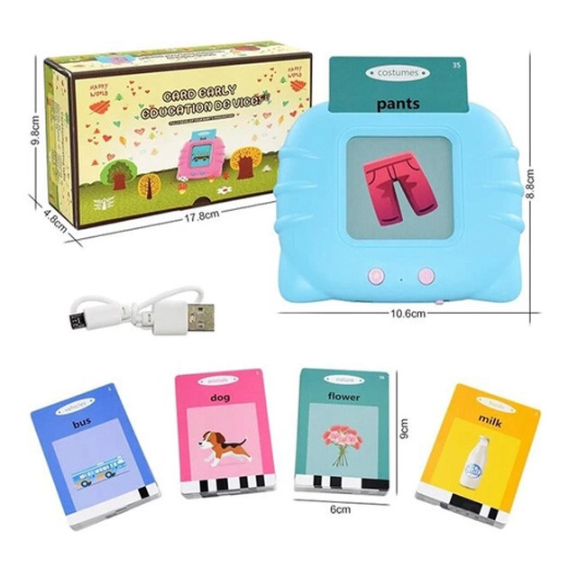 Інтерактивний планшет для вивчення англійської мови + 112 карток, Синій / Розвиваючі картки для дітей Київ - фото 8