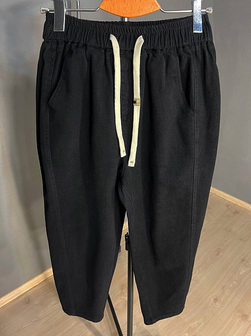 Джинси жіночі A-N 9962 MOM кюлоти укорочені резинка на таліі шнурок чорні, чорний, M, M, 76 см, 100 см Київ - фото 11