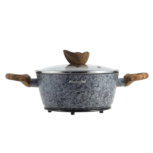 Набір посуду 12 предметів (каструлі d20-2,3л/d24-4,5л/d28-6,5л/ковш d16-1,5л/сот.d28/сков.24см+підставки) 4440 KAMILLE Житомир