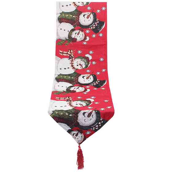 Скатертина новорічна Сніговики вузька 180 на 33 см різнобарвний Київ