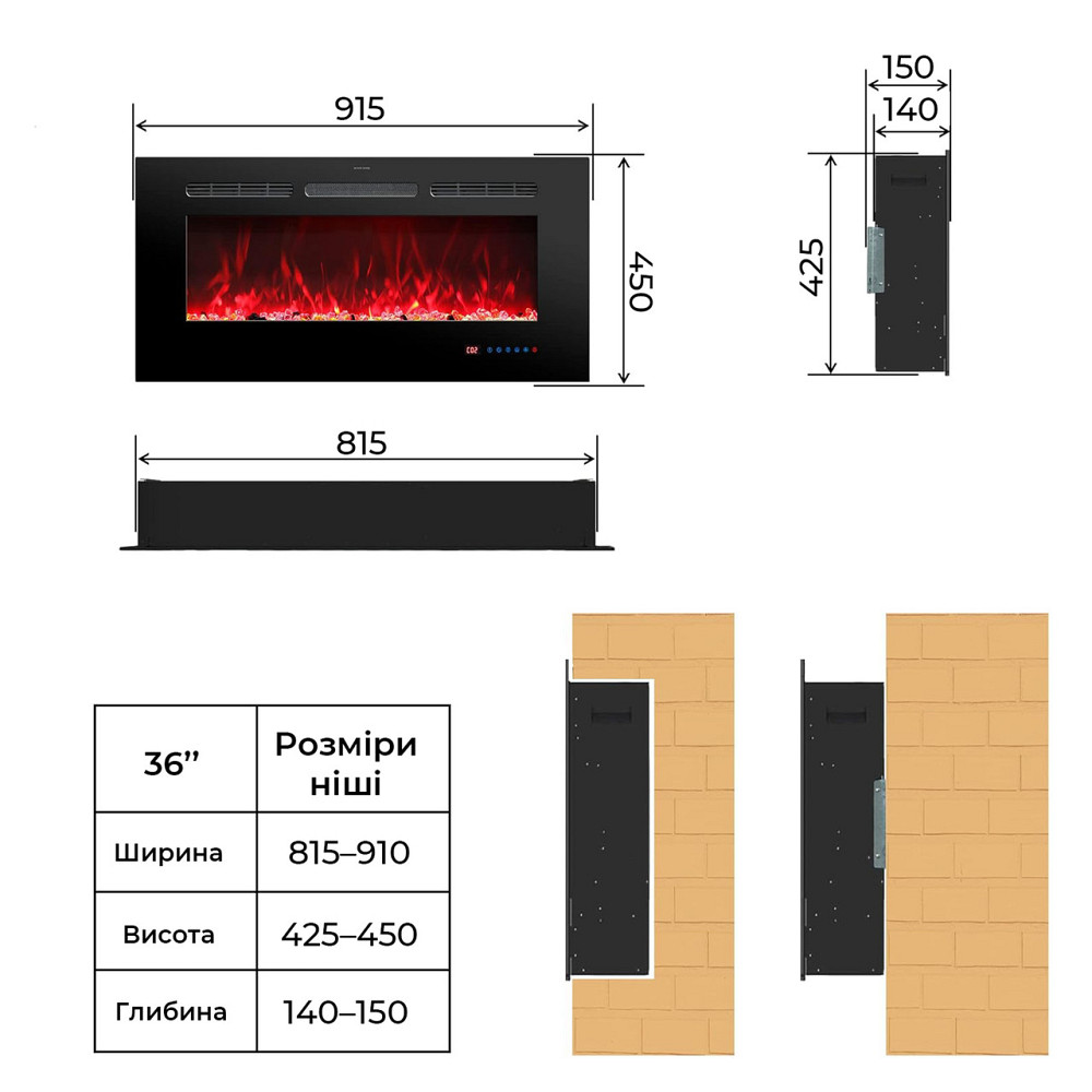 Електрокамін з обігрівом Royal Galaxy 36 RS зі звуком, розсипними дровами, кристалами, кольорами пол Львів - фото 3