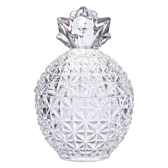 Цукерниця з кришкою Ø9 см ваза цукерниця кругла скляна прозора ананас HP-4-112 Київ