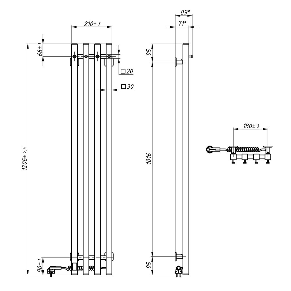 Полотенцесушитель электрический Navin Levante 210х1200 Sensor правый, белый бархат Киев - изображение 5