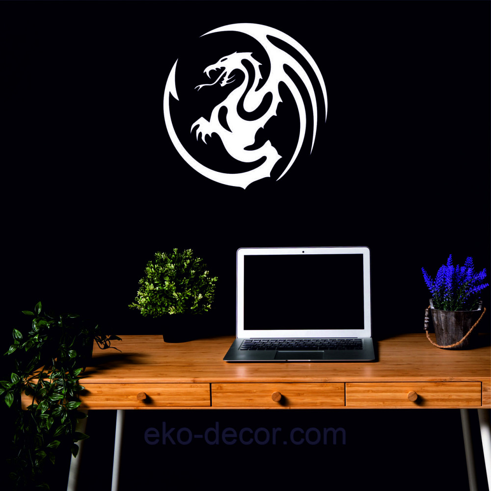 Декоративное настенное Панно «Дракон» Декор на стену 50*50 см, Белый Киев - изображение 3