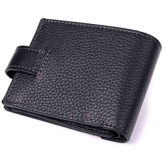 Стильное портмоне из люксовой зернистой кожи флотар Черный (GRANDE PELLE) Киев