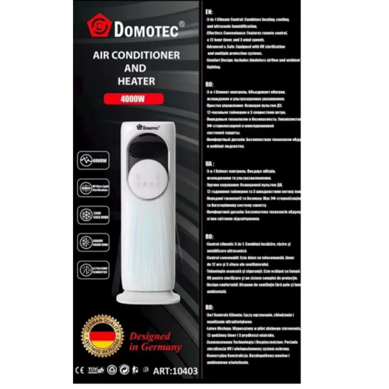 Підлоговий кондиціонер 3в1 обігрів охолодження зволоження DOMOTEC MS-1630 пульт ДК 4000Вт Одеса