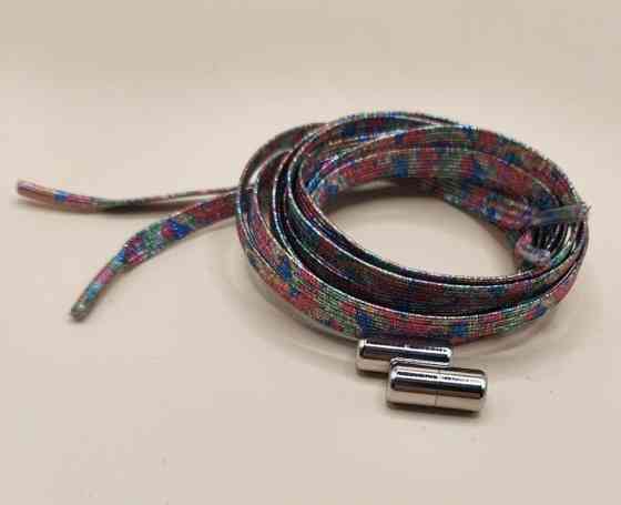 Шнурки эластичные глиттерные с цилиндрической застежкой Разноцветный Смела