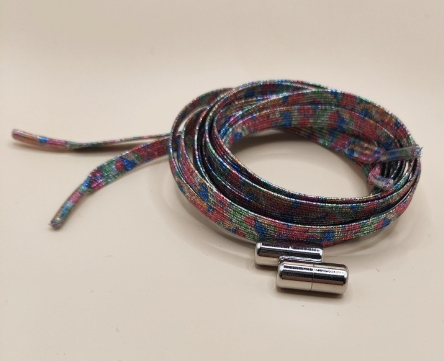 Шнурки эластичные глиттерные с цилиндрической застежкой Разноцветный Смела - изображение 1