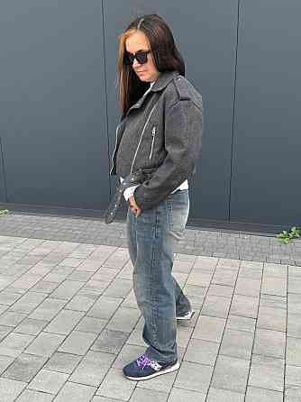 Женская куртка косуха укороченная кашемировая Серый S Харьков