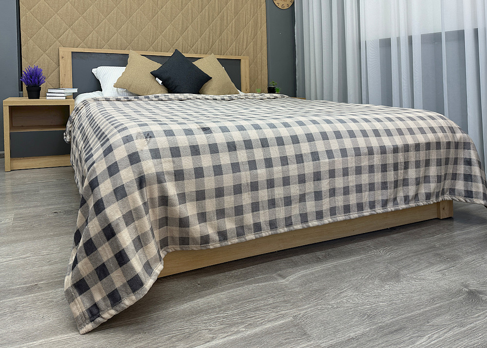Плед-покривало Decorator WellSoft 150х210 см Клітинка Бежево-сірий (87-280) Київ - фото 4