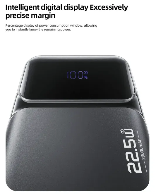 Зовнішній акумулятор Power Bank AWEI PA-93 20000 мАг 22.5W QC3.0 PD дисплей швидка зарядка LED індикатор Одеса - фото 5