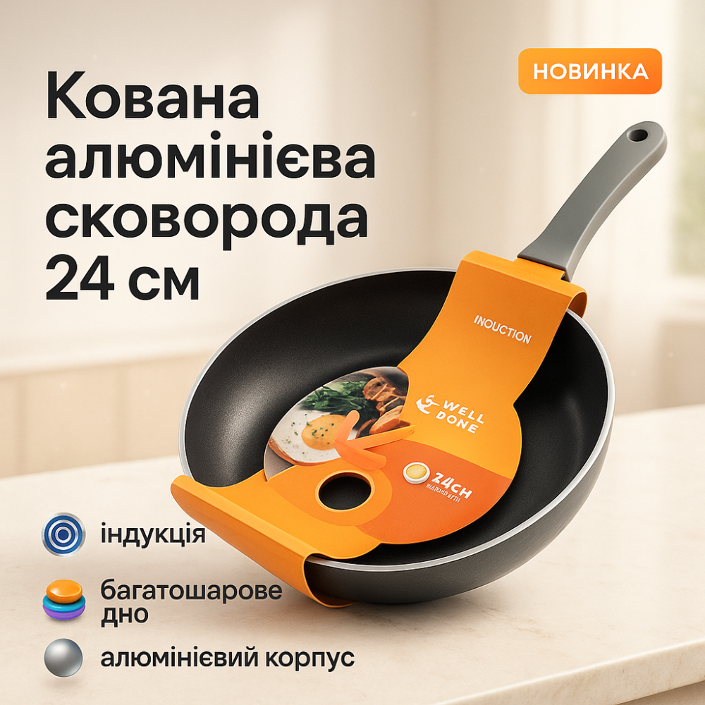 Сталева повітряна сковорода для смаження без масла WELL, Сковорода без рослинної олії OG-67 Львів - фото 16