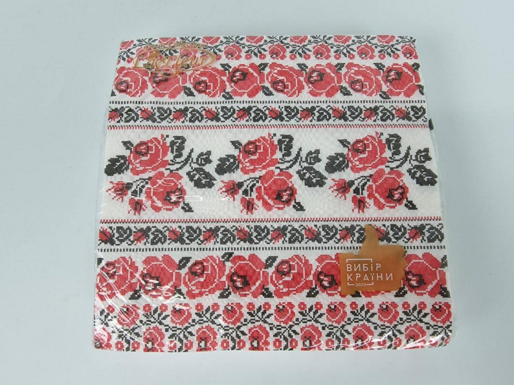 Двухслойная цветочная салфетка (ЗЗхЗЗ, 16шт)  La Fleur Традиционный орнамент (1307) (1 пачка) Харьков - изображение 1