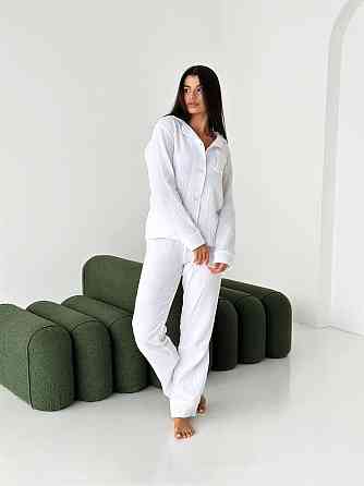 Женский комплект из натуральной ткани Без узоров и принтов, Белый, XS-S Харьков