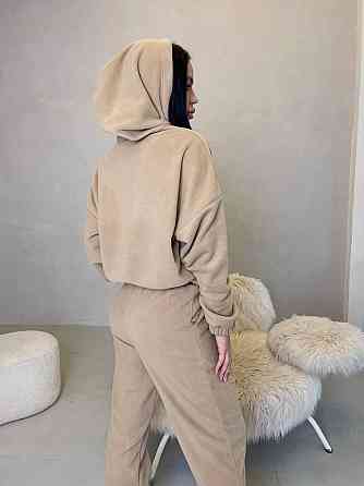 Женский теплый прогулочный костюм двойка: худи и штаны двусторонний флис Беж, 42/44 Одесса