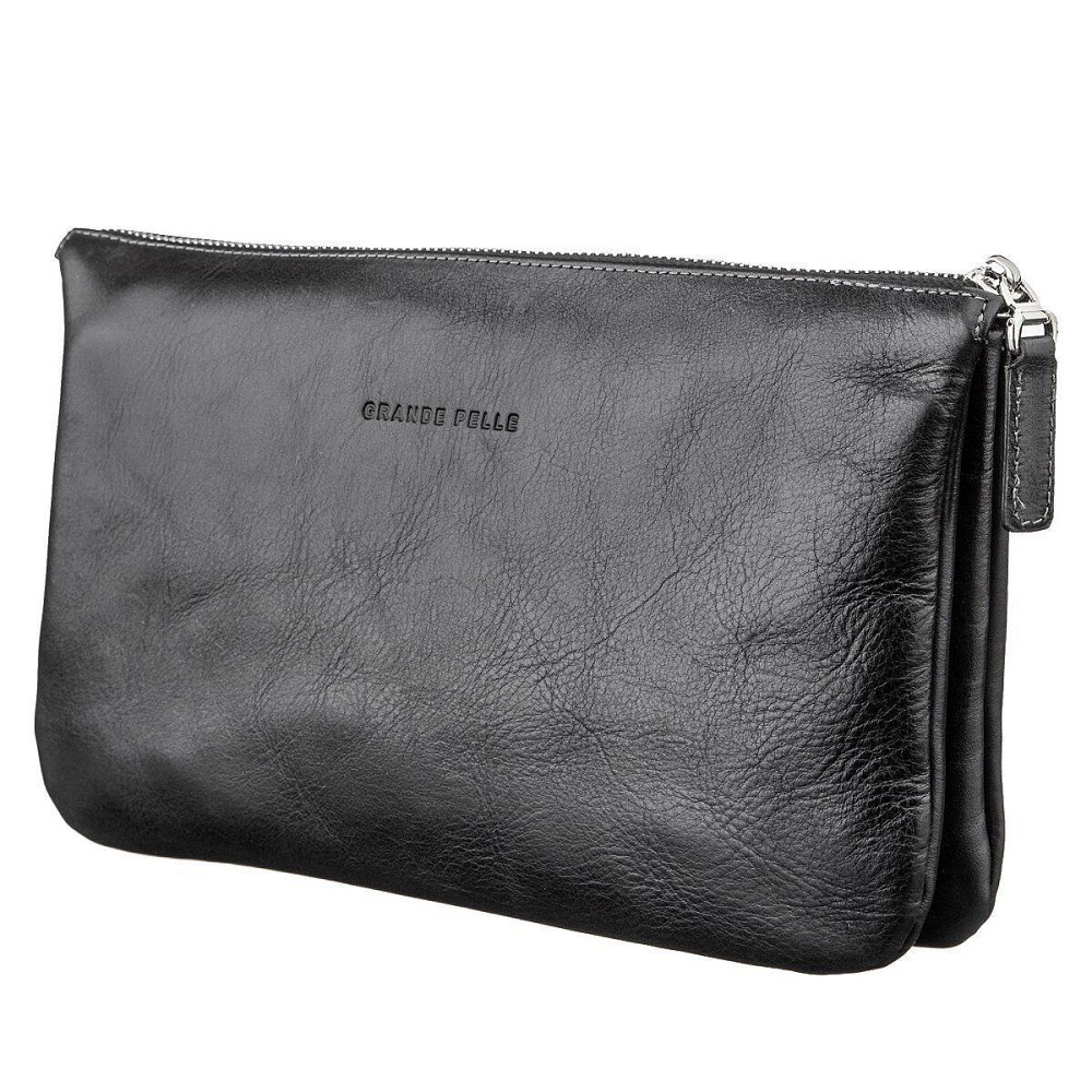 Барсетка мужская GRANDE PELLE 11146 в гладкой коже Черная Киев - изображение 6