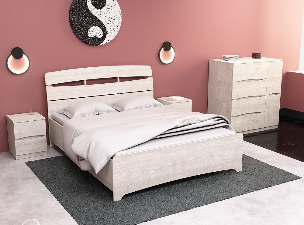 Кровать Дельта двуспальная, Дуб Шамоні Світлий, 2132х1450х1070 Львов - изображение 4