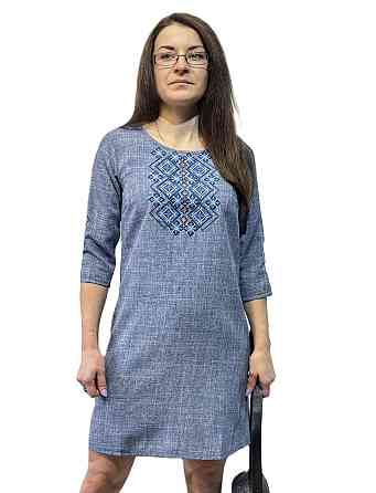 Жіноча вишита сукня в джинсовому кольорі Київ