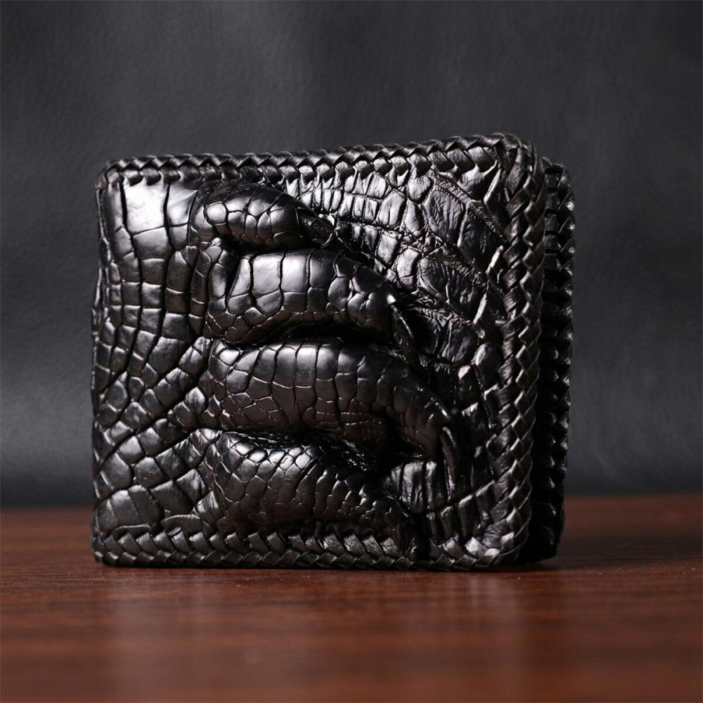 Портмоне CROCODILE LEATHER 18004 из натуральной кожи крокодила Черное Киев - изображение 11