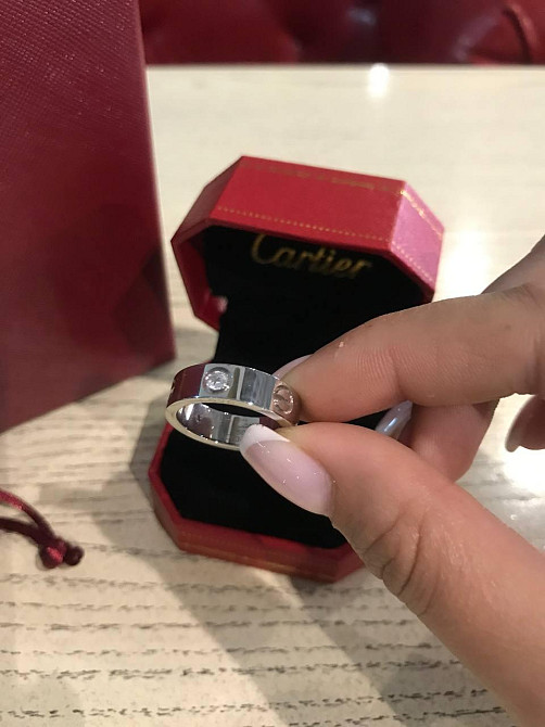 Cartier кільце LOVE з великим камінням під срібло / Cartier кільце з камінням у білому золоті Одеса - фото 3
